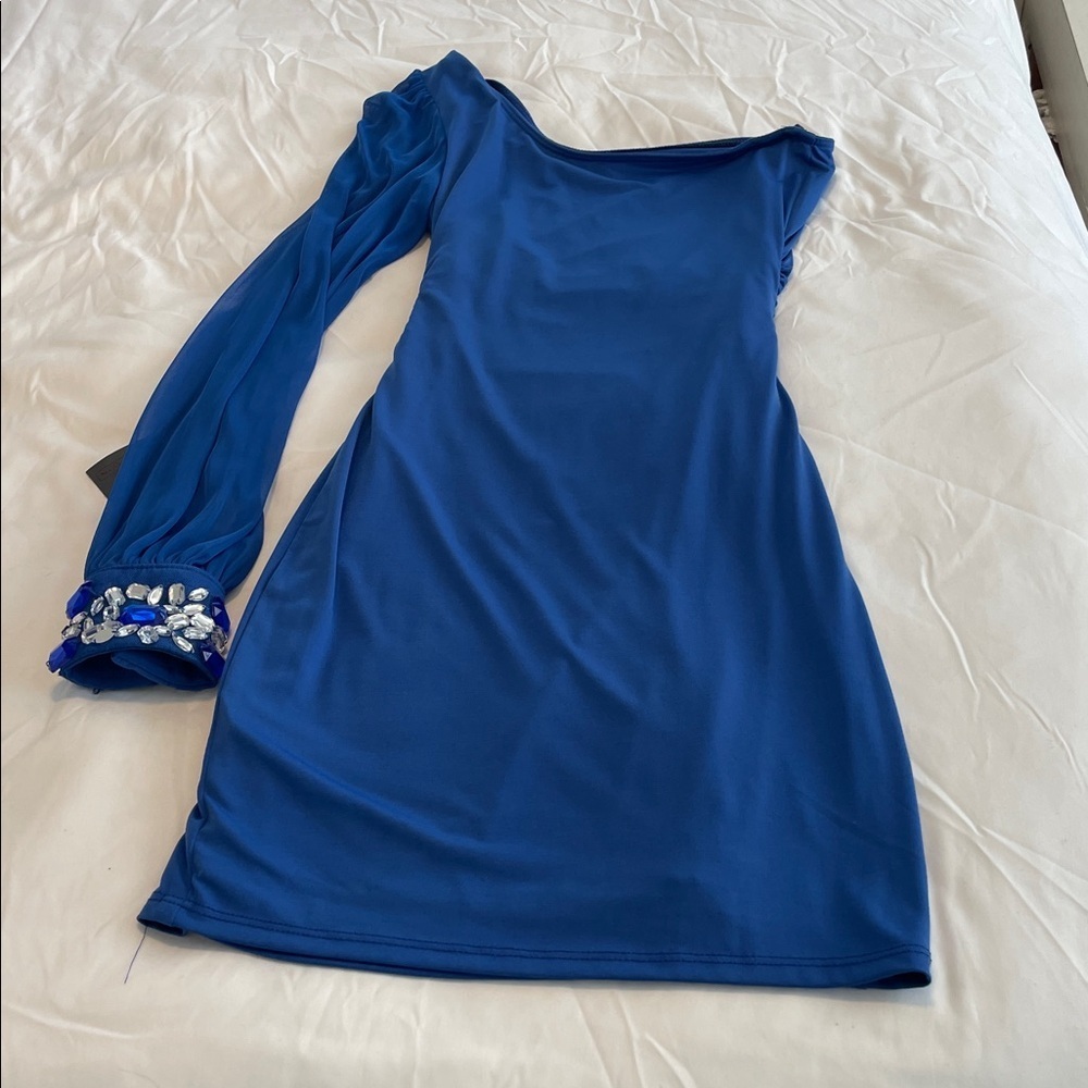 Ruby Rox Vibrant Blue One-Shoulder Dress - Picture 4 of 6